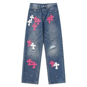 Chrome Hearts Rough Cross Patch Jeans