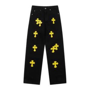 Chrome Hearts Distressed Yellow Jeans